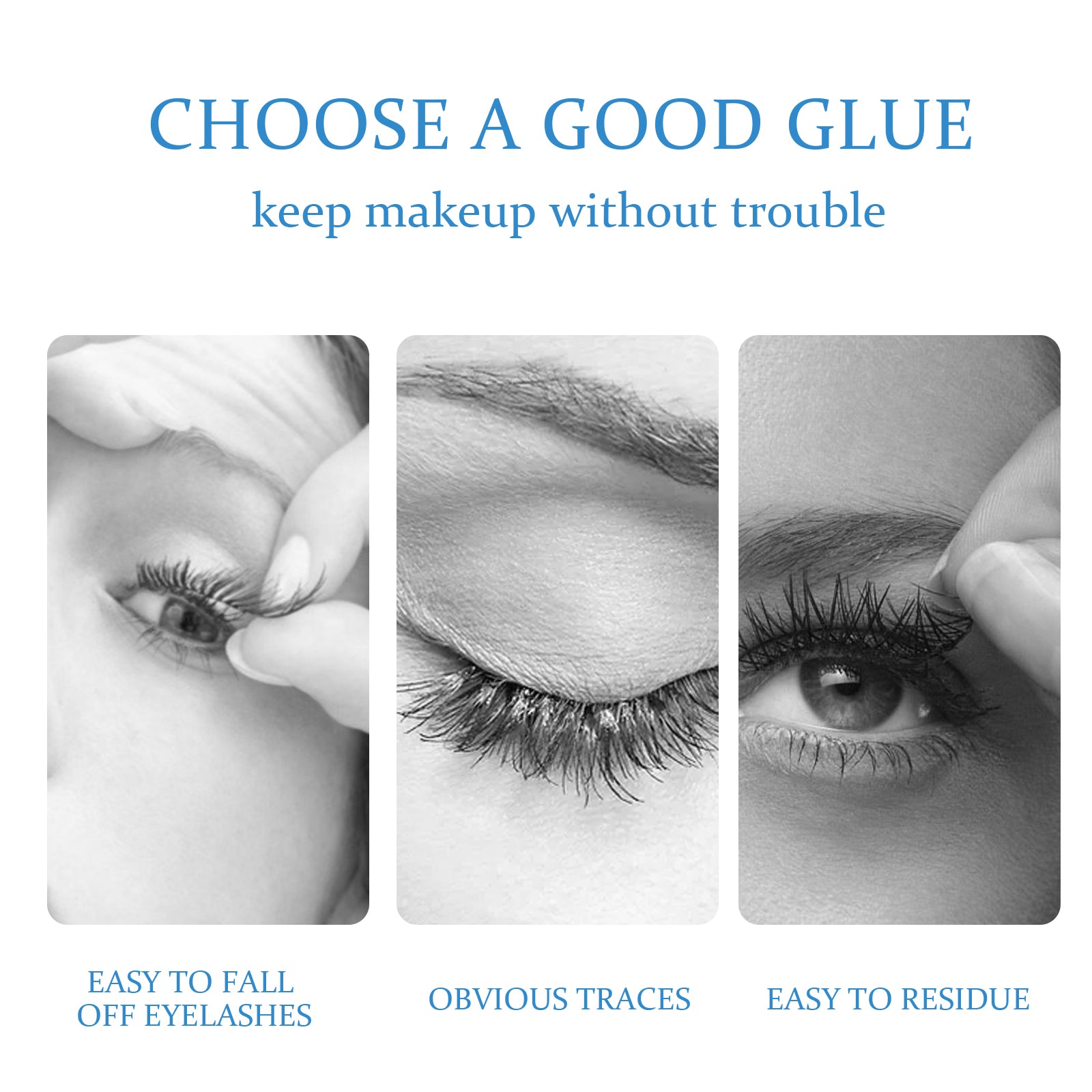 EELHOE false eyelash glue by eprolo, lightweight and self-adhesive, gentle, non-irritating eyelash glue for natural-looking lashes.