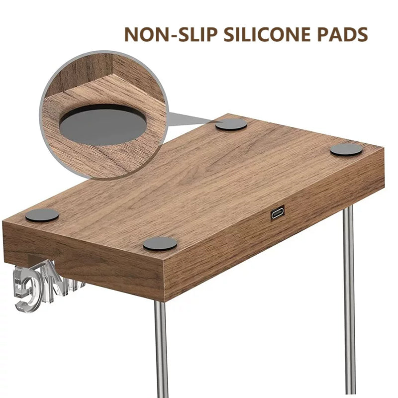 Wooden vinyl record stand by eprolo, desktop album display and CD rack for home, cafe, or office decor.