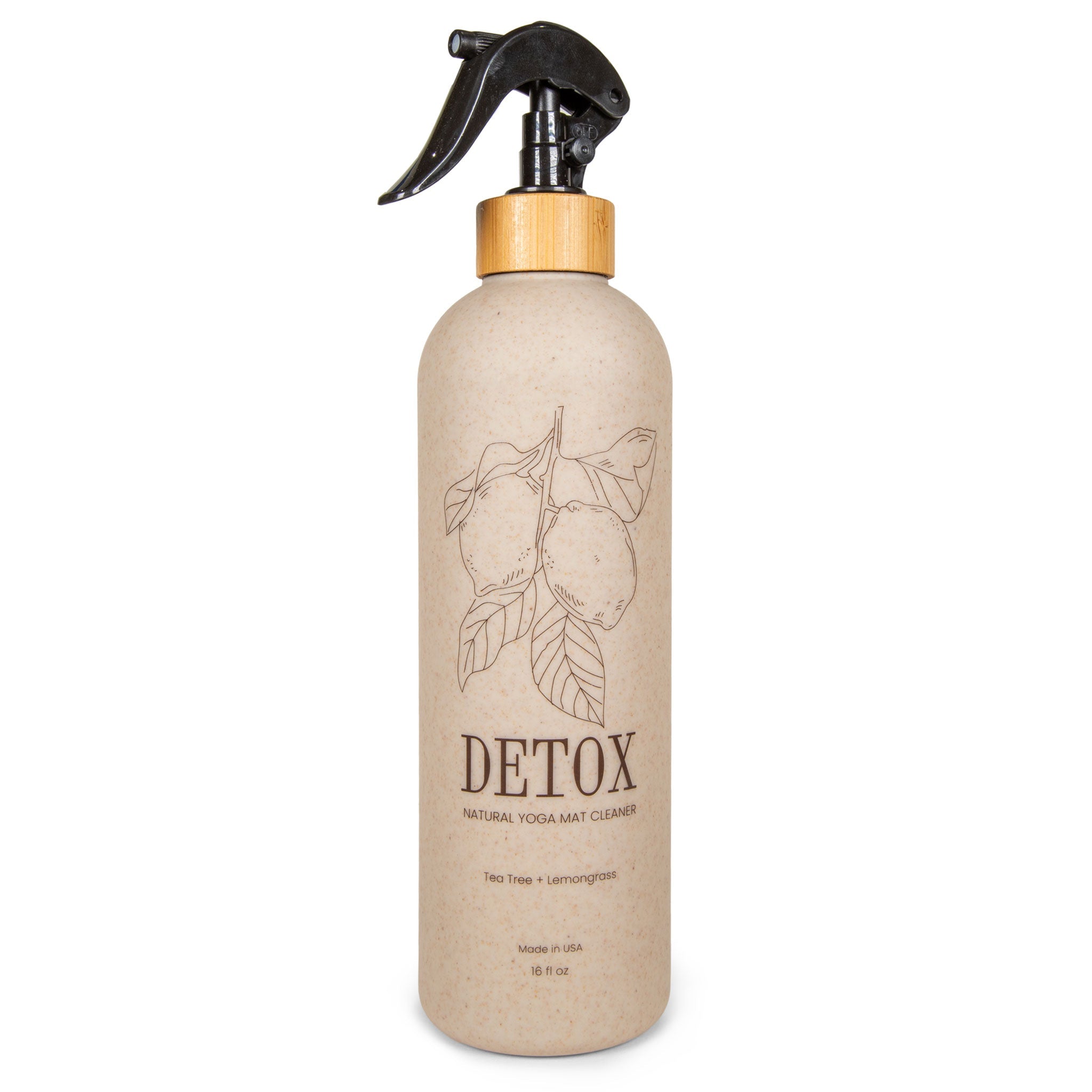 Yoloha Yoga 16oz all-purpose yoga mat cleaner bottle with spray nozzle for freshening and cleaning yoga mats.
