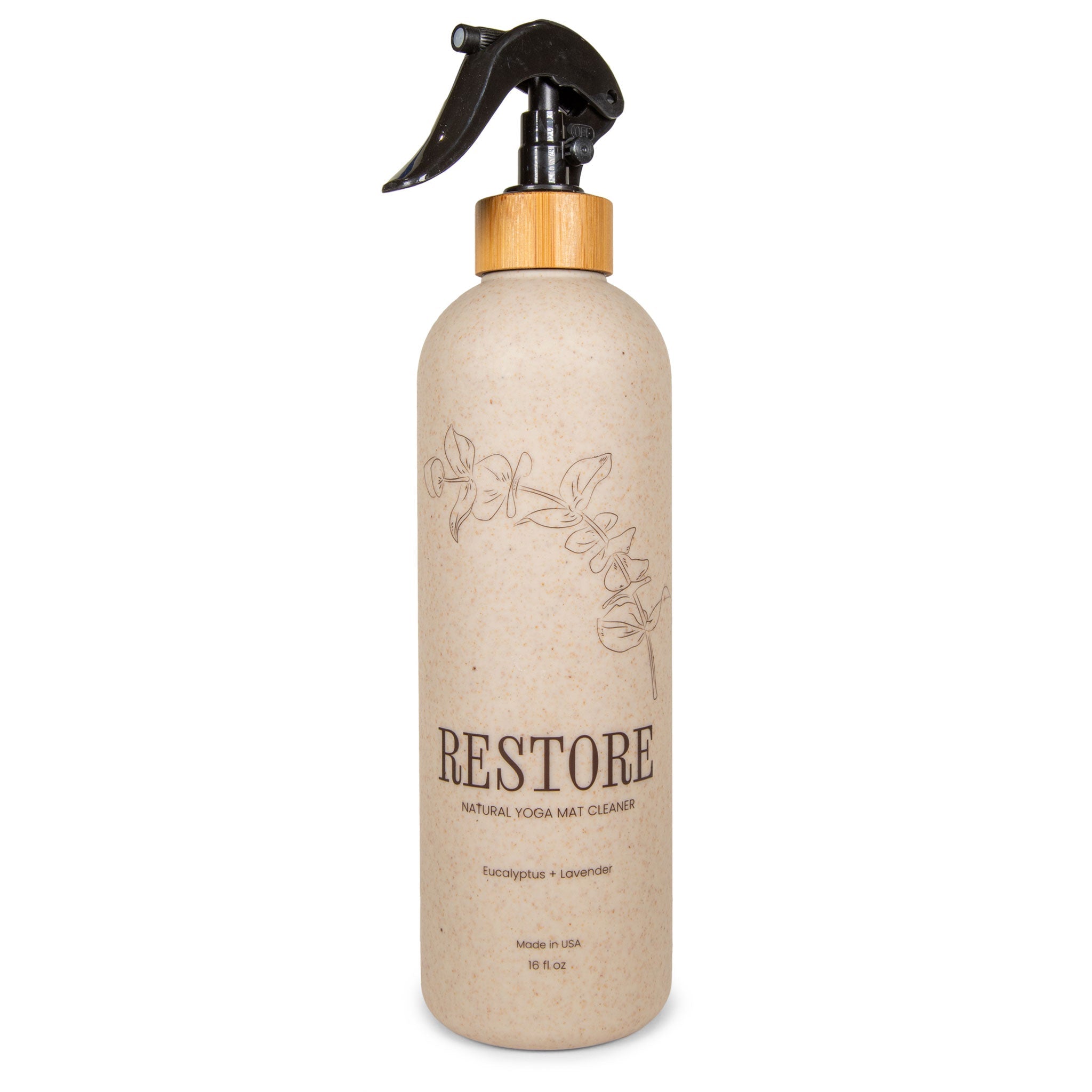 Yoloha Yoga 16oz all-purpose yoga mat cleaner in a spray bottle, designed to refresh and clean yoga mats effectively.