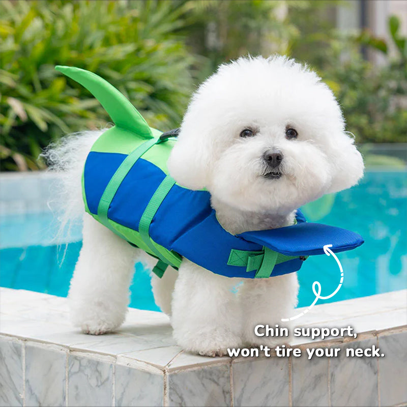 Eprolo dog life jacket with tail design, adjustable pet swim vest featuring flotation safety, rescue handle, suitable for pool and water.