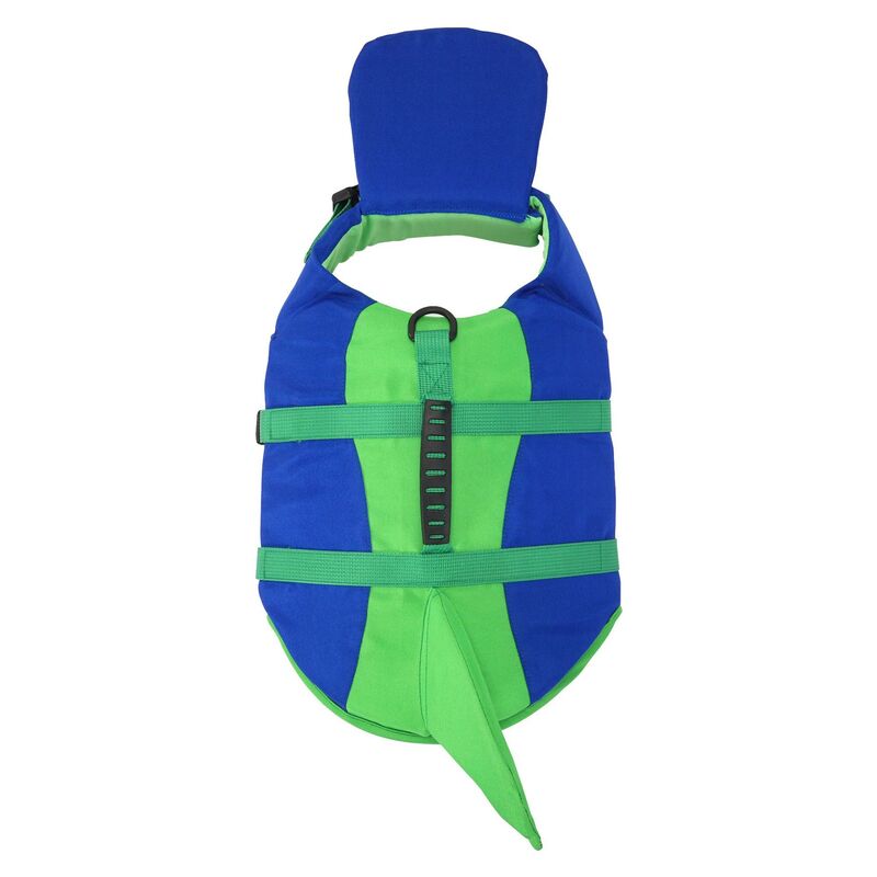 Dog life jacket by eprolo with adjustable straps, tail design, grab handle, flotation safety vest for swimming and water rescue.