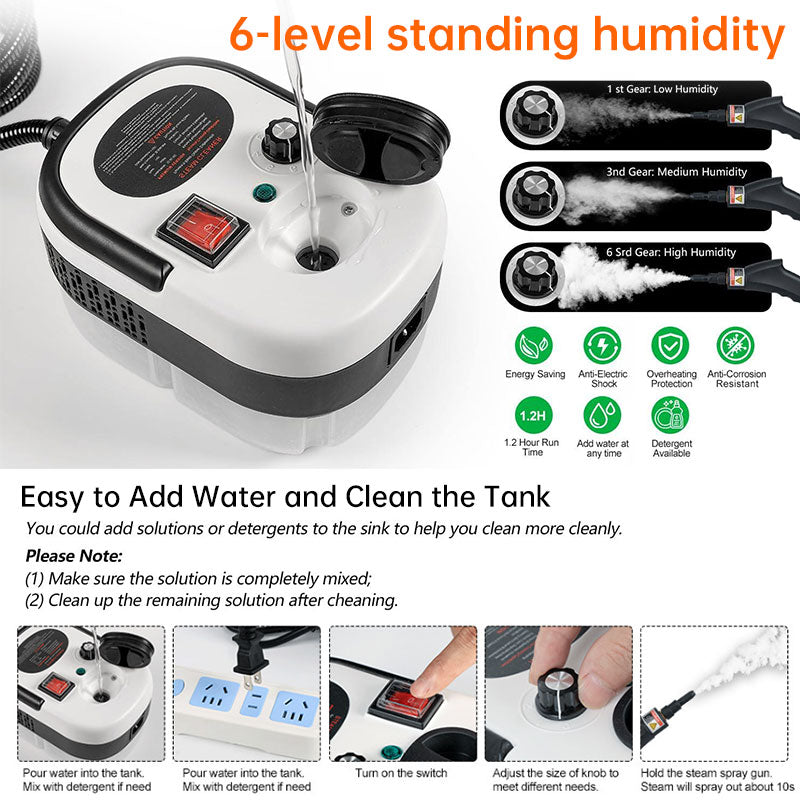 Portable eprolo AC steam cleaner with high-temperature steam for kitchen grease, range hoods, glass, and home appliance disinfection.