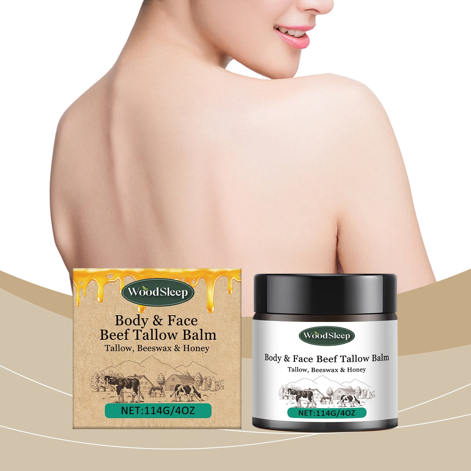 eprolo WoodSleep Butter Fed Moisturizer for tender skin, hydrating body lotion with natural wood-inspired scent and smooth texture