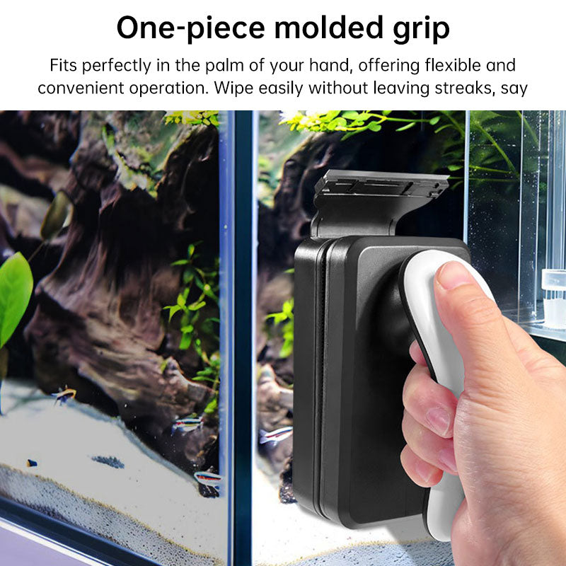 Eprolo magnetic aquarium cleaner with floating algae scraper brush and non-slip handle in a small fish tank setting