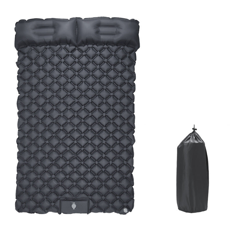 Eprolo ultralight inflatable sleeping pad with integrated pillow, 1-2 person camping mattress on a outdoor campsite.
