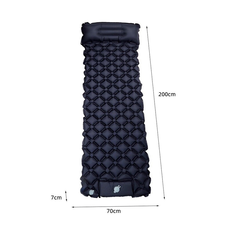 Eprolo ultralight inflatable sleeping pad with pillow, 1-2 person camping mattress, shown with its compact, cushioned surface.
