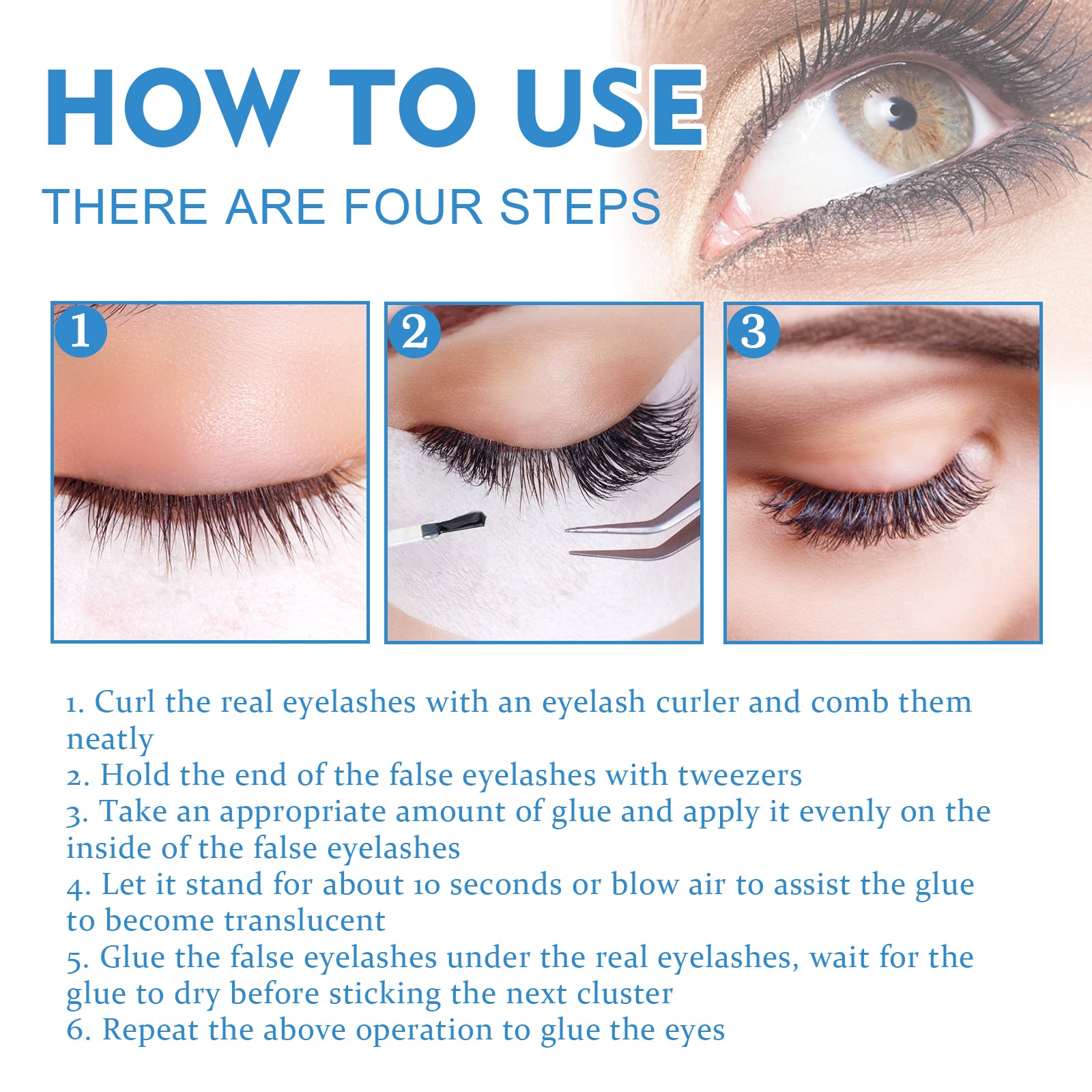 EELHOE false eyelash glue by eprolo, lightweight self-adhesive eyelash adhesive, gentle and non-irritating for natural-looking lashes.
