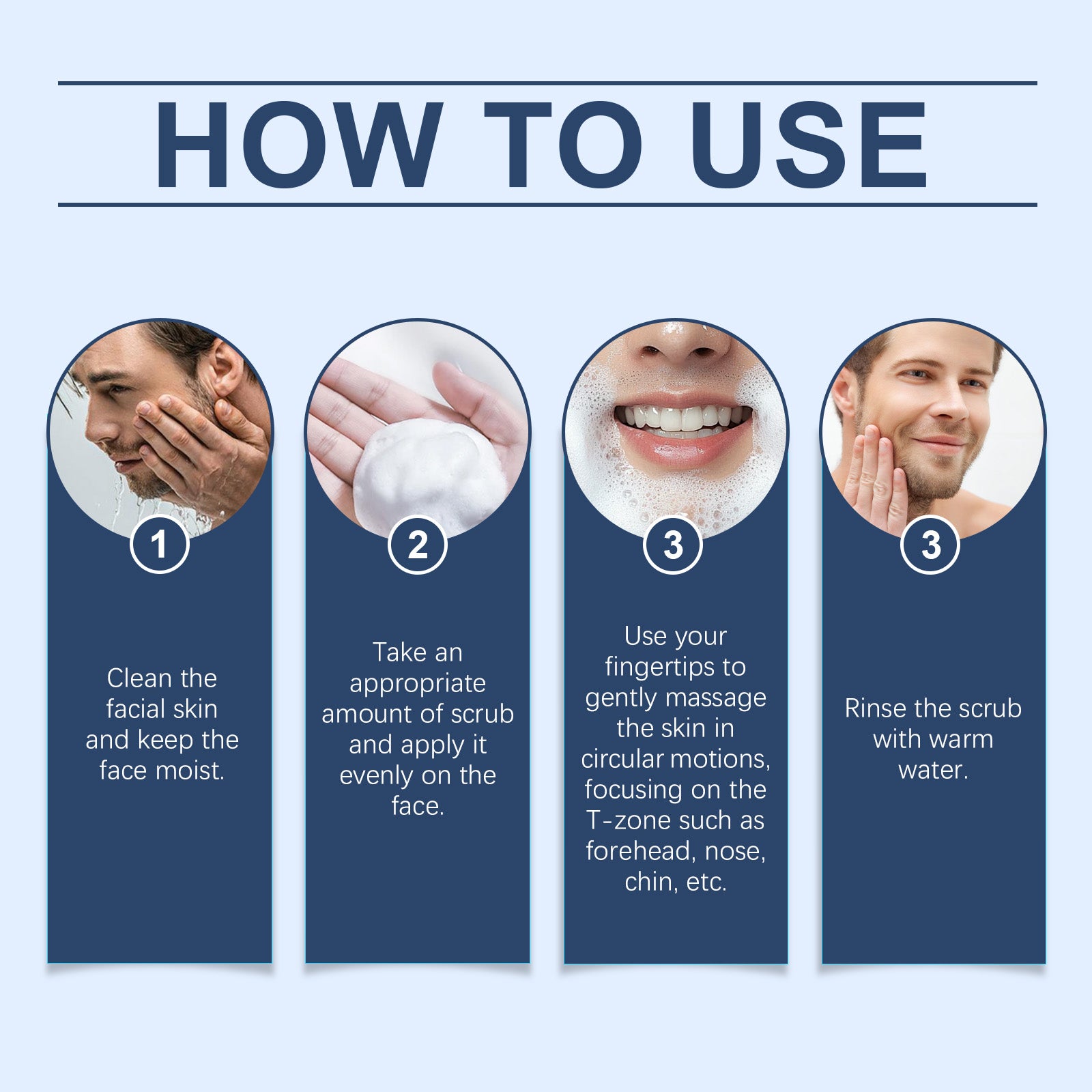 East Moon men's oil control scrub by eprolo, gentle facial cleanser with refreshing, moisturizing formula for clean skin