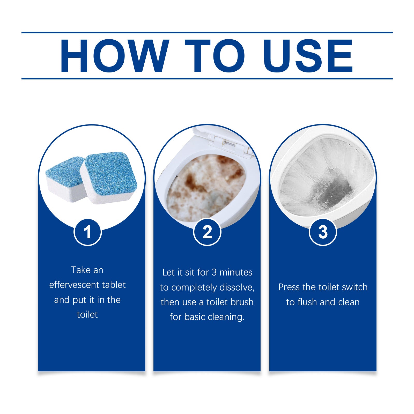 eprolo toilet cleaning tablets with fragrance, designed to remove dirt and odors from bathroom toilets.