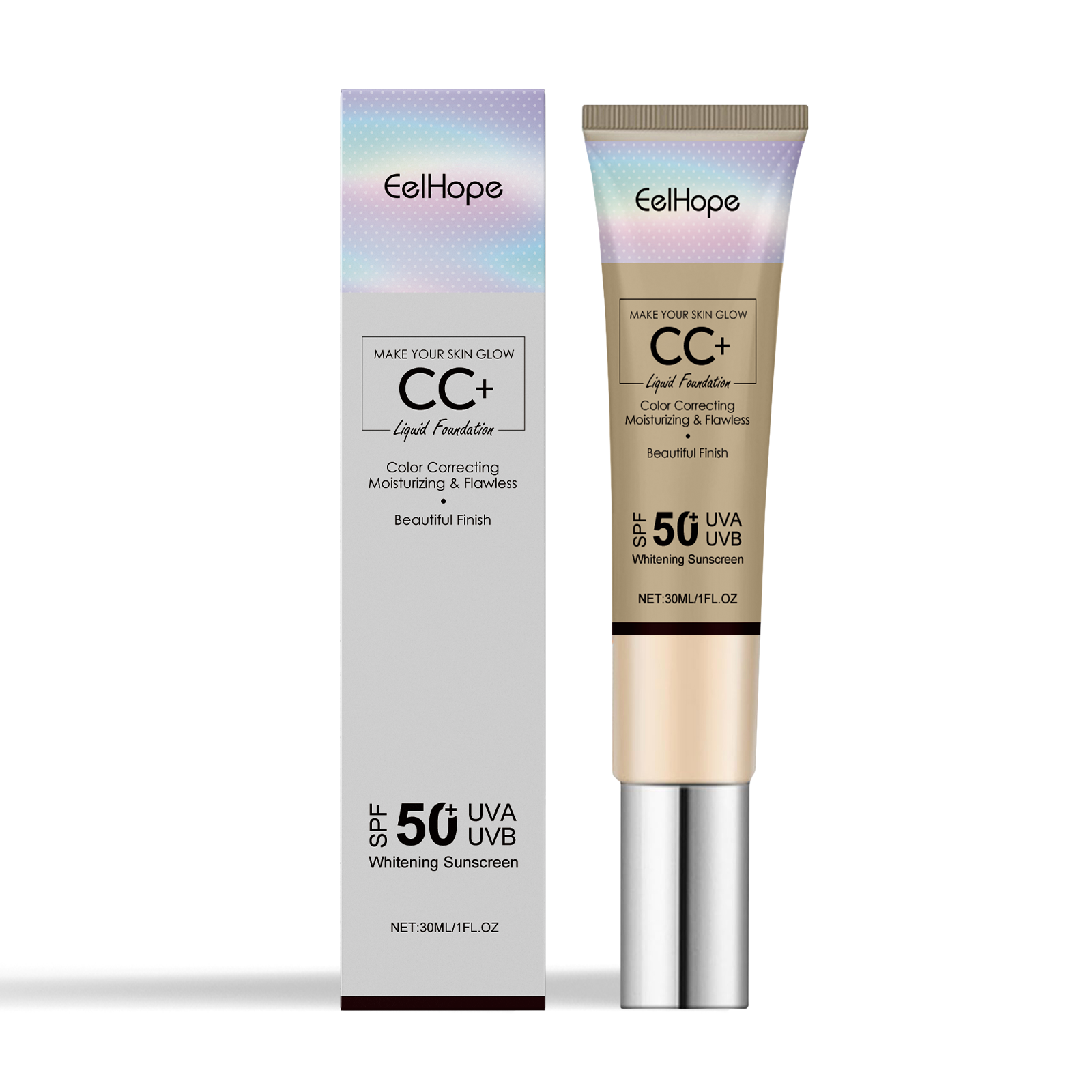 Eelhope face CC cream by eprolo, natural concealer with moisturizing, brightening, and outdoor protective toner effect.