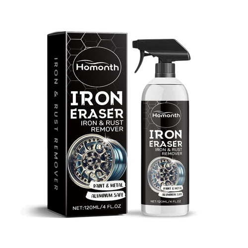 eprolo car rust cleaning agent for decontamination and scaling, shown in the image with a spray bottle and rust removal application
