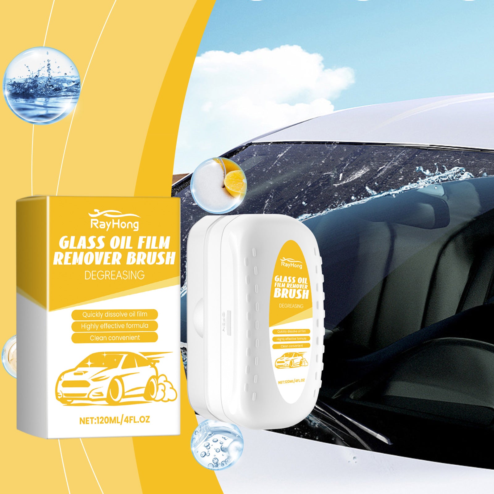 eprolo car glass cleaning brush with waterproof handle, ideal for removing window stains, oil marks, rain, and water splashes.