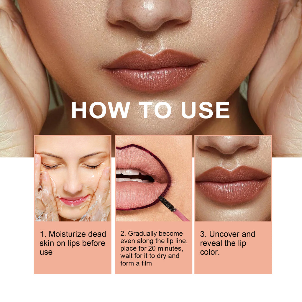 eprolo OUHOE light brown stripping lip liner highlighting lip lines and defining lip color, natural makeup look.