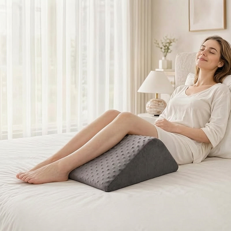 eprolo foam wedge pillow set for leg elevation and back support, ideal for sleeping, bedrest, and pregnancy comfort.