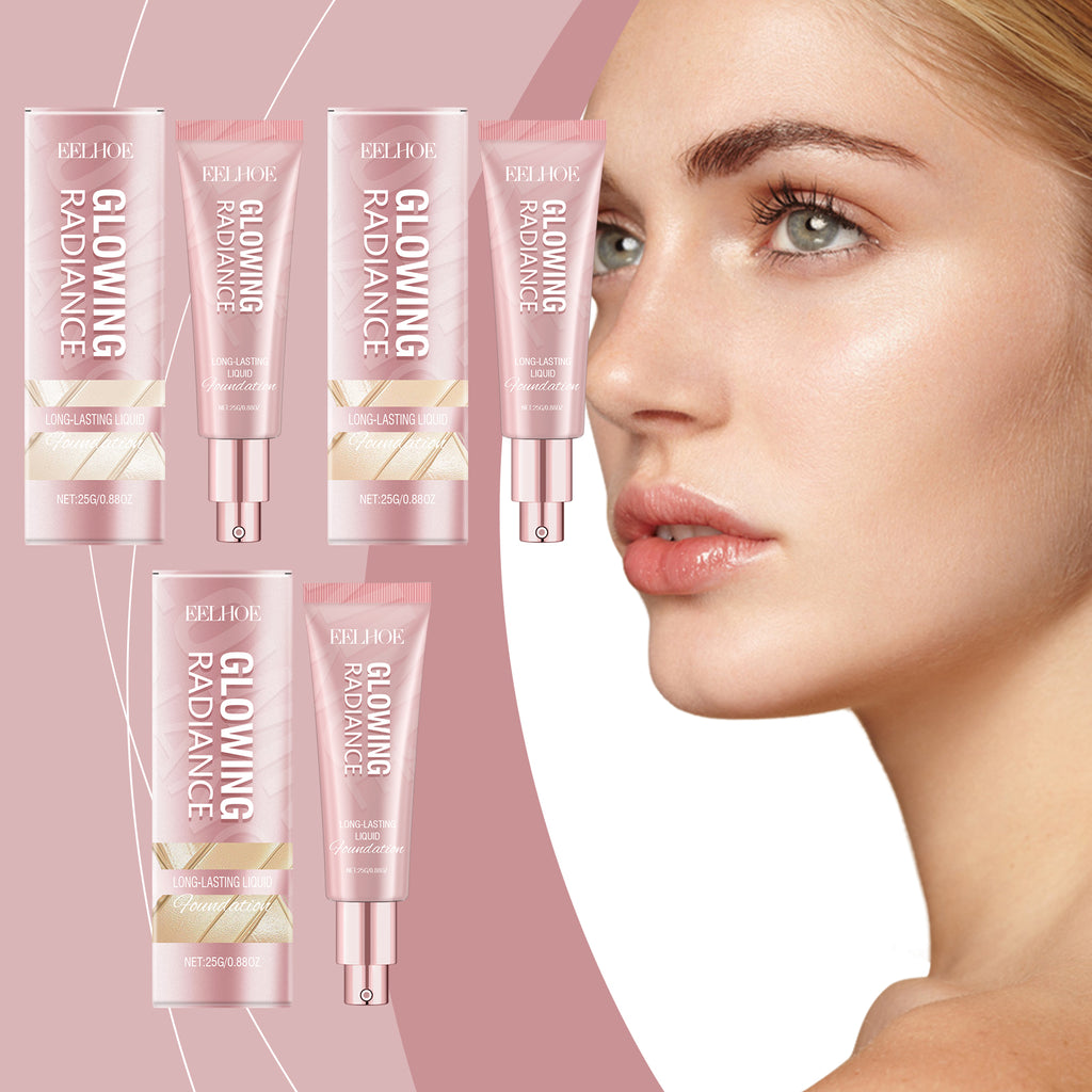 EELHOE lightweight liquid foundation by eprolo with vitamin E and oil control formula, showing smooth beige liquid in a bottle