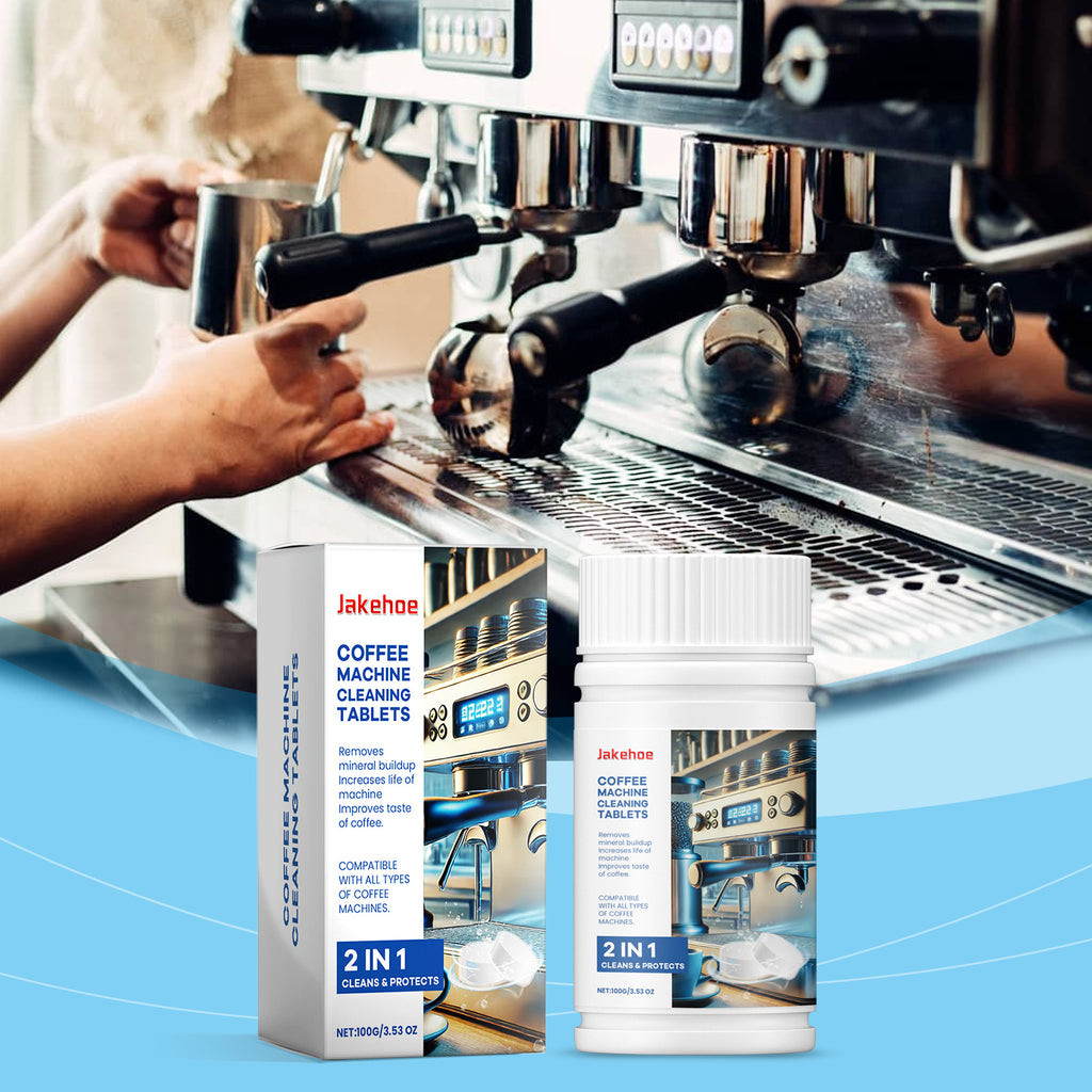 Eprolo coffee machine cleaning sheet for stain and scale removal, shown on a coffee machine in the image.