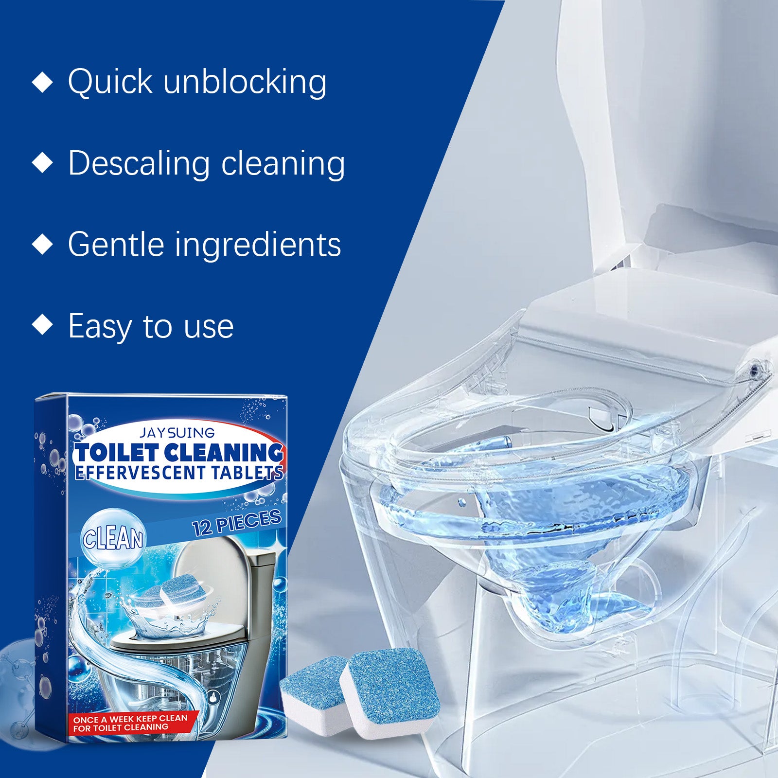 Eprolo toilet cleaning tablets with fragrance, designed to remove dirt and odors from toilets effectively.