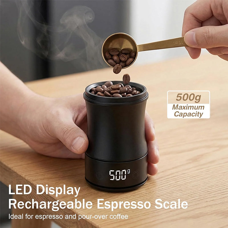 eprolo lightweight digital coffee dosing cup with rechargeable LED display for precise espresso weighing