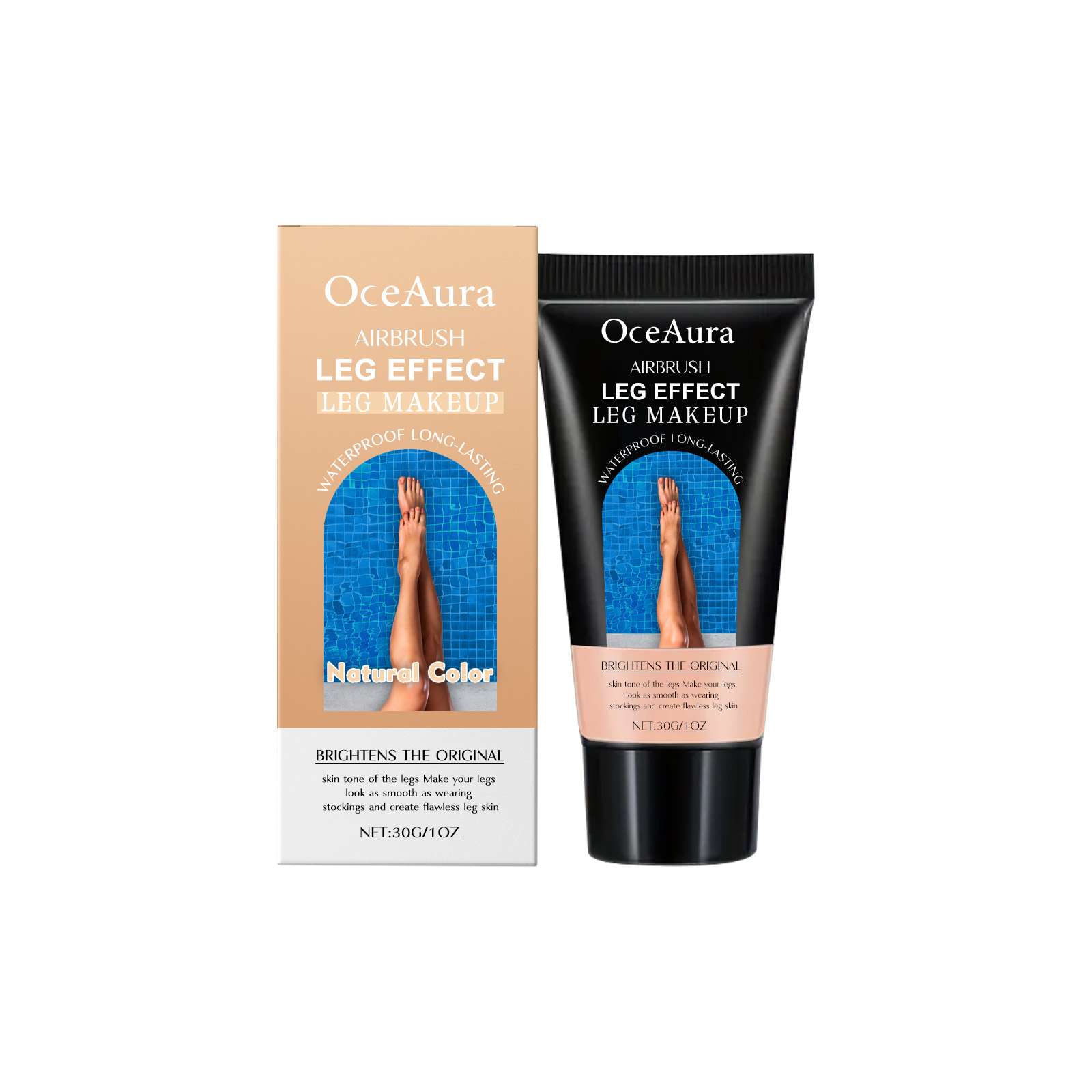 eprolo OceAura Leg Skin Tone Foundation and Summer Beach Bronzer with wheat skin tone enhancement on smooth, sun-kissed leg skin