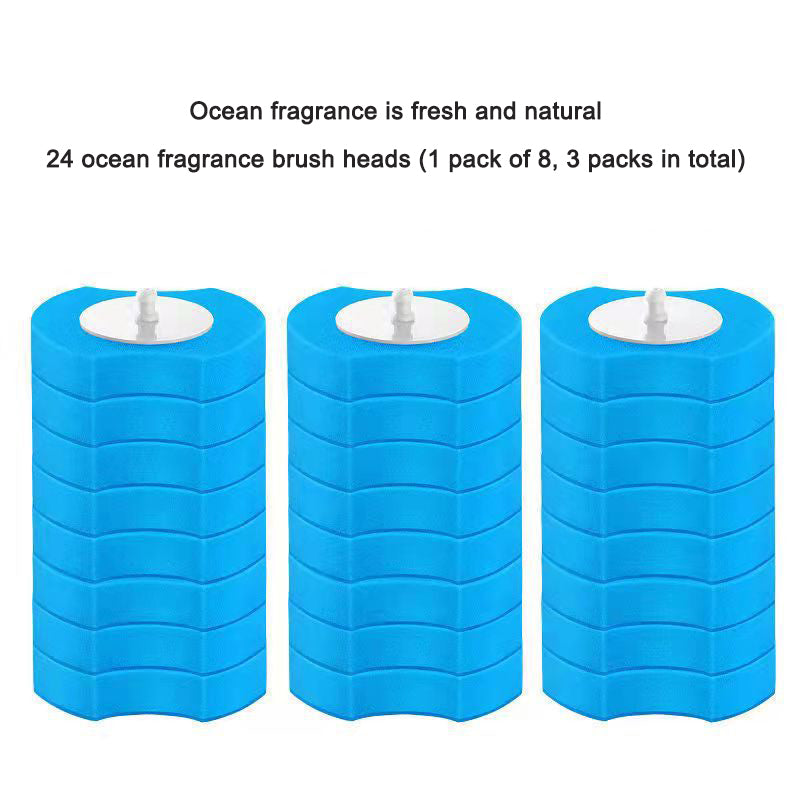 Eprolo household toilet brush with no dead corners, white handle and bristles, cleaning a toilet bowl effectively.