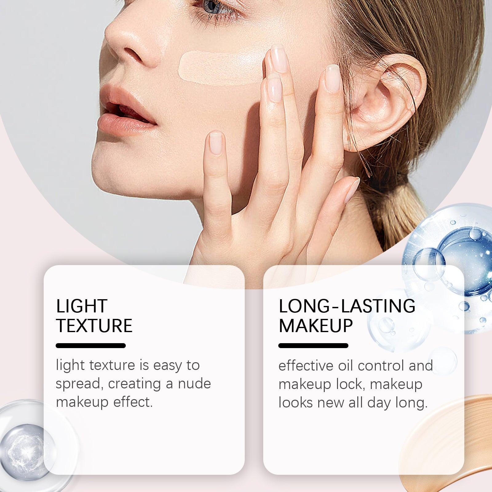 EELHOE lightweight liquid foundation by eprolo with vitamin E and oil control formula, showing smooth liquid foundation in a bottle