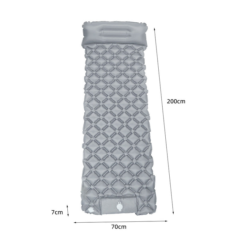 Eprolo ultralight inflatable sleeping pad with pillow, 1-2 person camping mattress, shown fully inflated outdoors for camping comfort