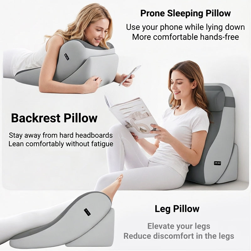 Eprolo large memory foam reading pillow with adjustable backrest, ideal for gaming, TV, and relaxation in a cozy setting.