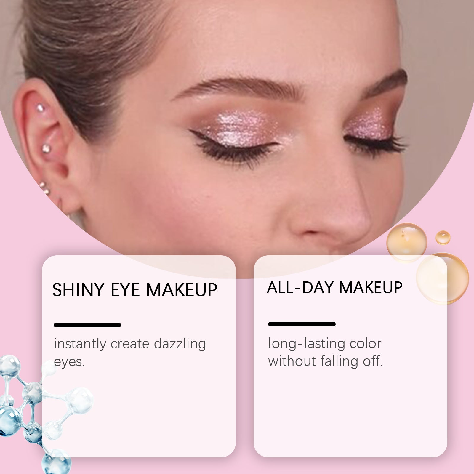 Eprolo Zephoco Color Pearl Liquid Eyeshadow in natural long-lasting high light shade for party makeup, with a shimmering pearl finish.
