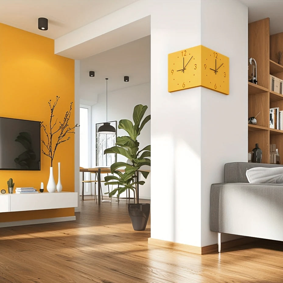 Nordic dual-glow LED wall clock by eprolo showing a modern minimalist design for living room or bedroom decor.