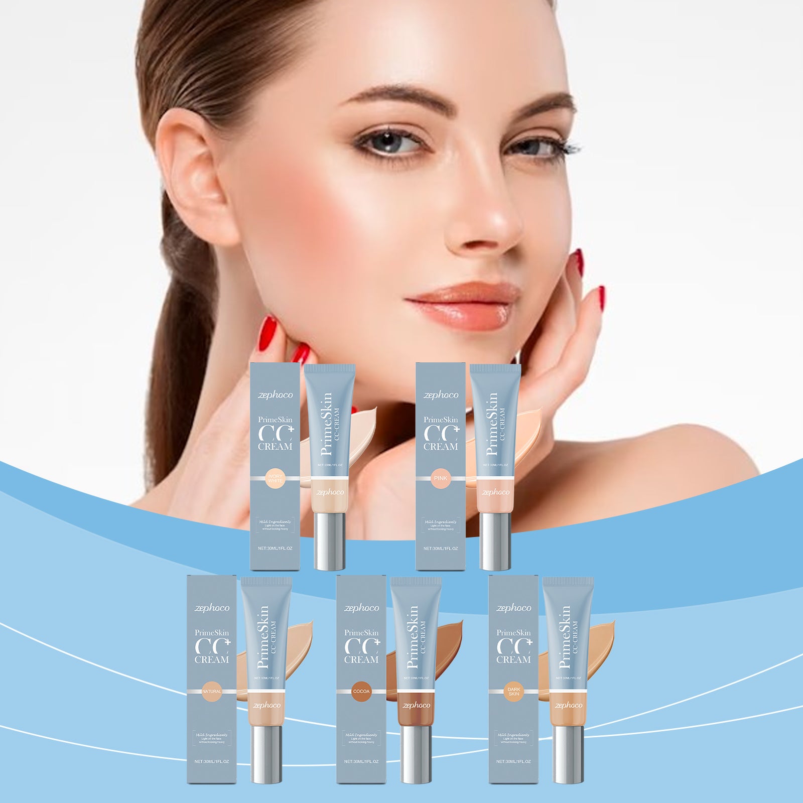 Eprolo Zephoco Nourishing Light Liquid Foundation series, light moisturizing and brightening liquid foundation in a sleek bottle