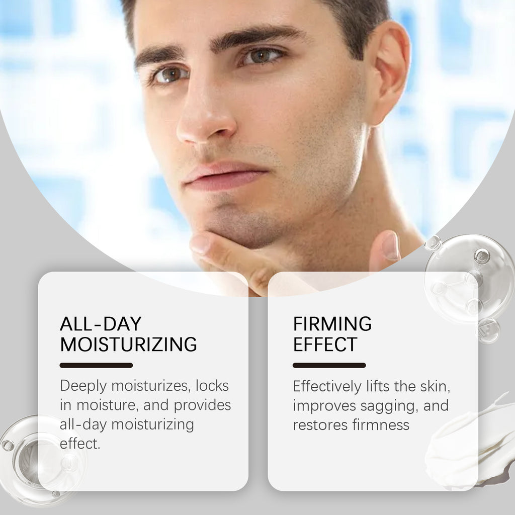 East Moon men's anti-aging moisturizing cream by eprolo, featuring a jar of deep moisturizer, nourishing, firming, and softening skin.