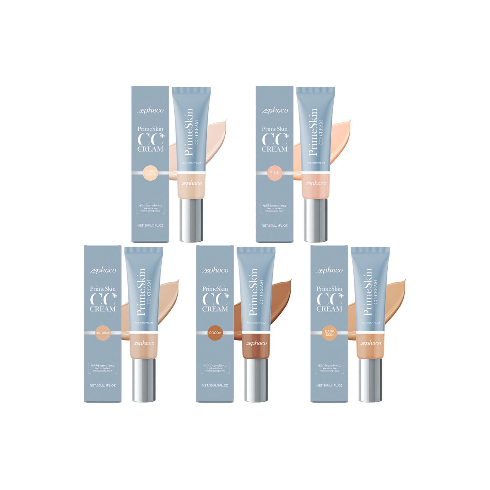 eprolo Zephoco Nourishing Light Liquid Foundation with brightening, hydrating, non-sticking powder for natural makeup finish