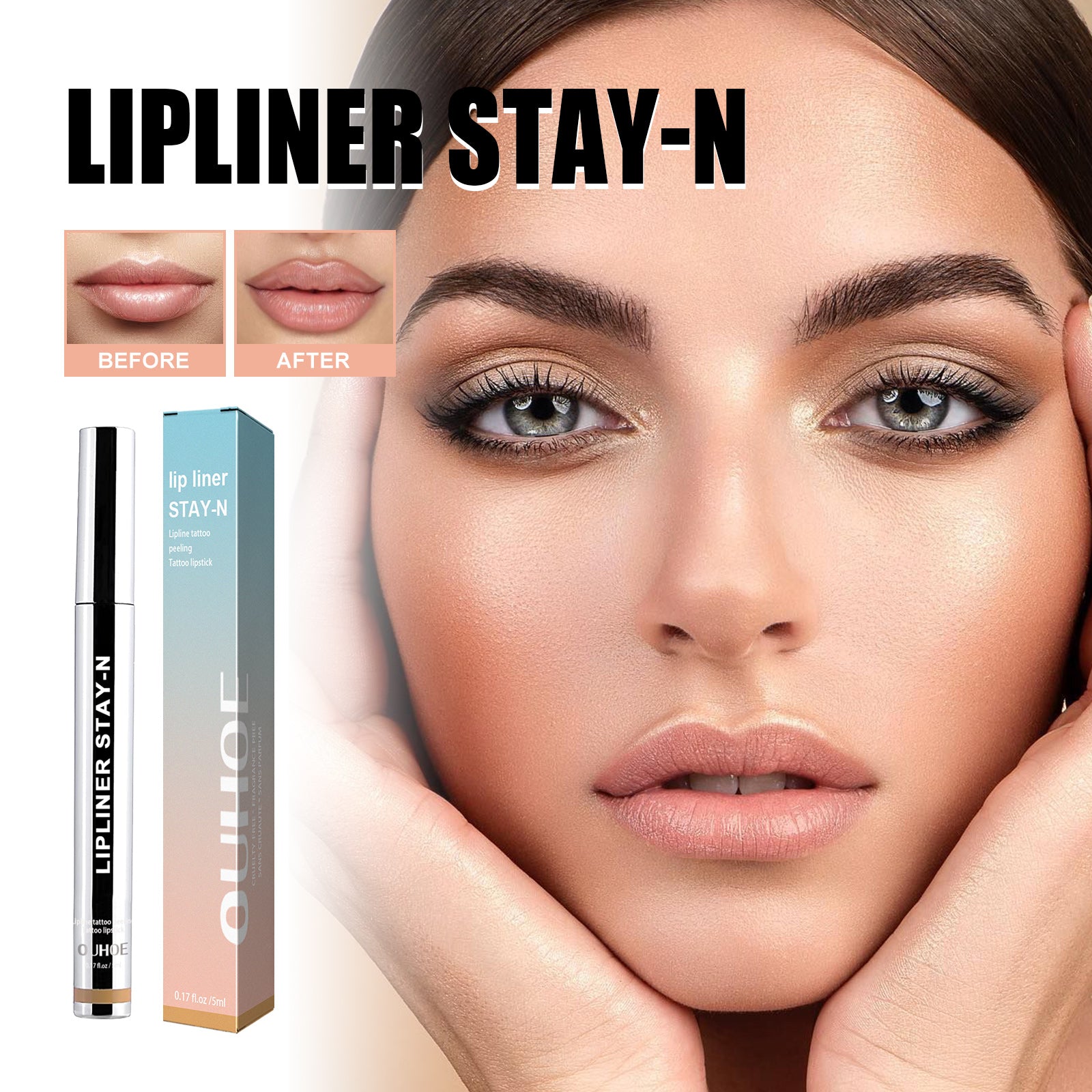 eprolo OUHOE light brown stripping lip liner for defining lips and preventing smudging, enhancing lip color naturally