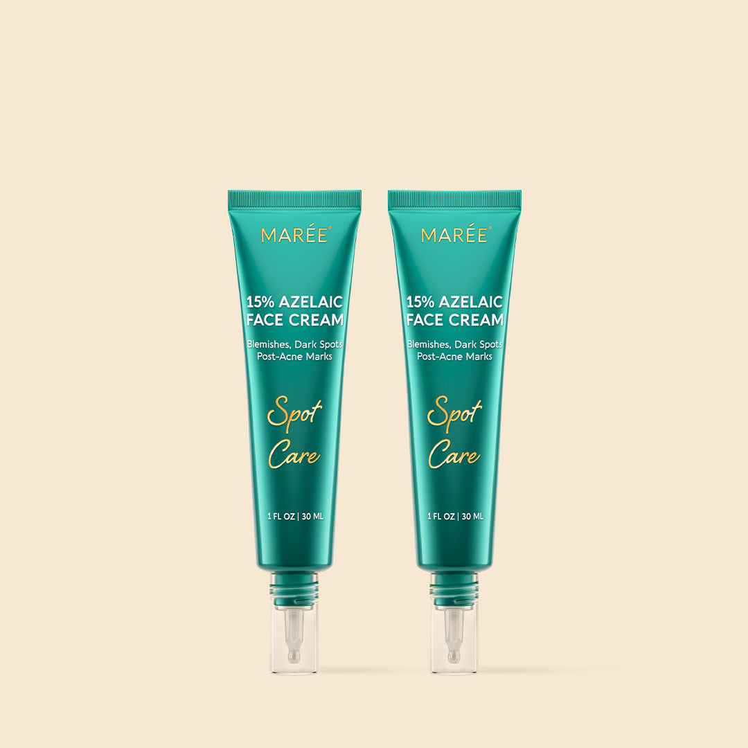 Maree Azelaic Acid Cream for sensitive skin, smooth texture in a white jar, suitable for calming skin irritation and redness