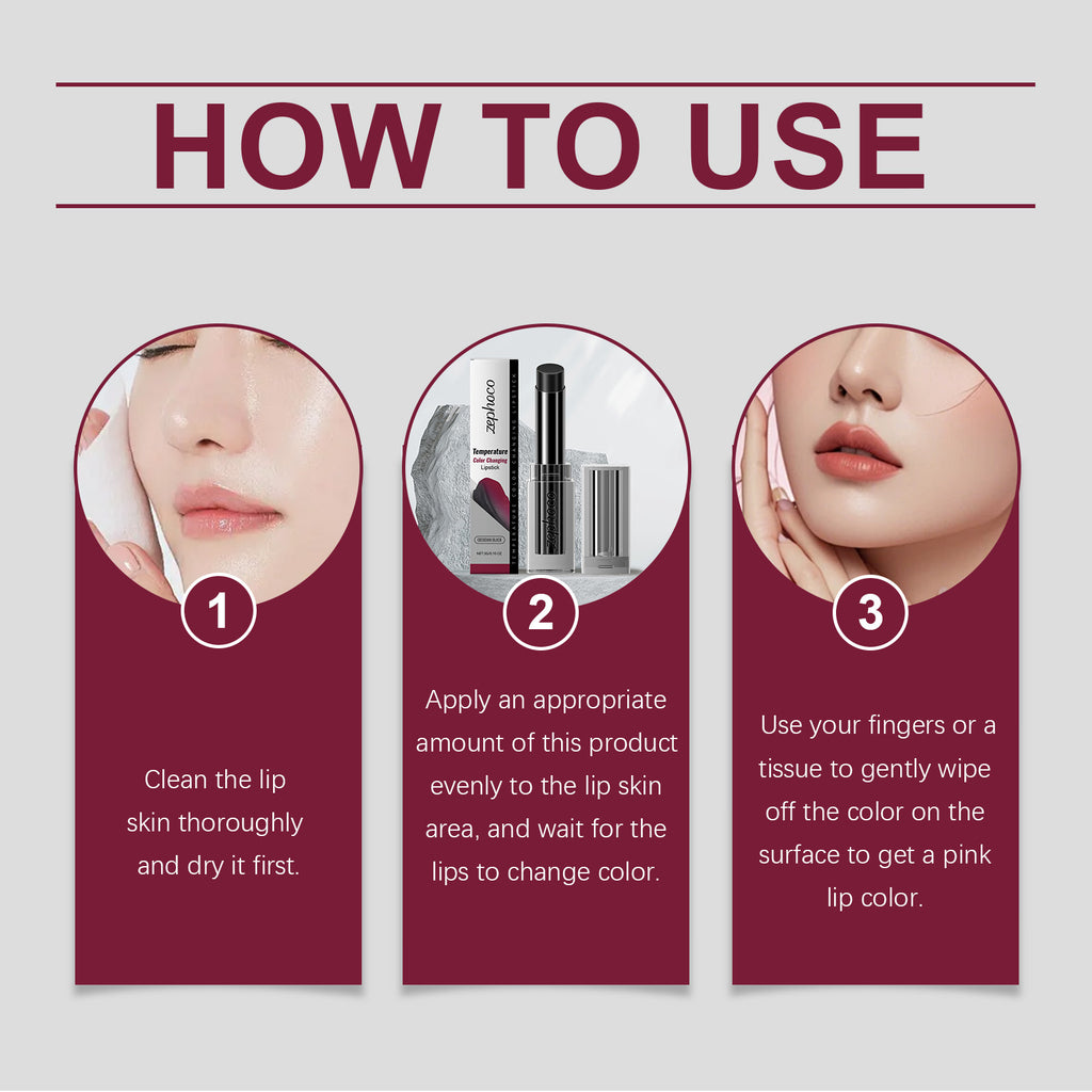 Eprolo Zephoco Obsidian Warming Lip Balm applied on lips, moisturizing and reducing lip lines for tender, smooth lips.