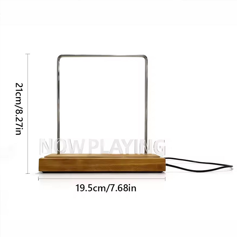 Wooden vinyl record stand by eprolo displaying a vinyl album on a desktop, suitable for home, cafe, or office decor.