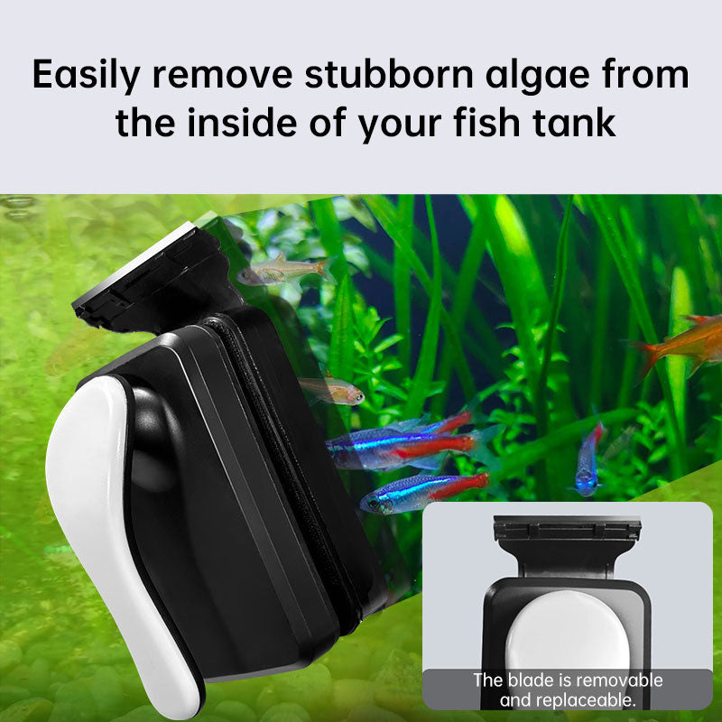 eprolo magnetic aquarium cleaner with floating algae scraper brush and non-slip handle in a fish tank for small to large tanks