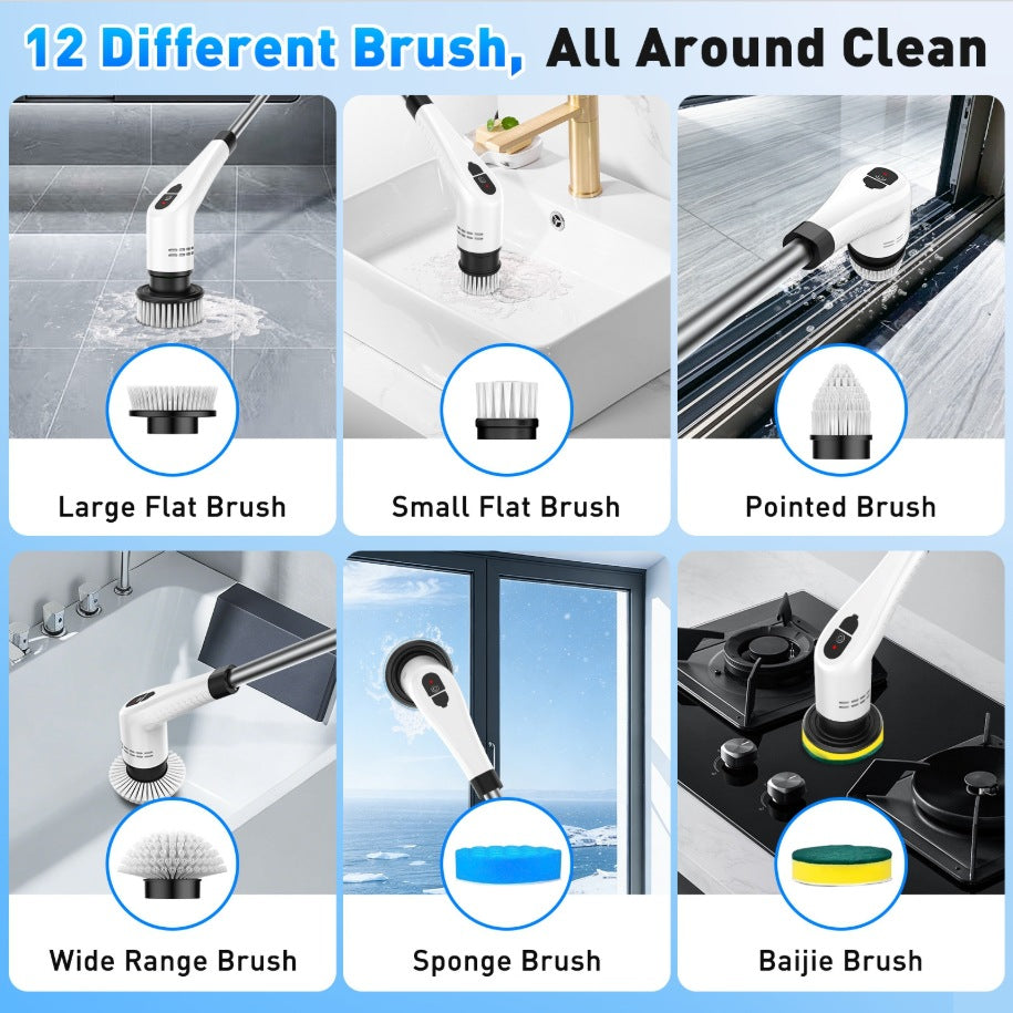 Electric cleaning brush by eprolo, 9-in-1 extendable multi-functional tool for household floor and kitchen cleaning.
