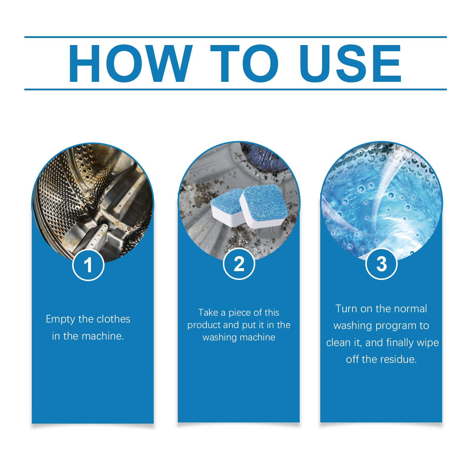 eprolo washing machine cleaning effervescent sheet removing dirt, odors, and residue from the cylinder for fresh laundry performance