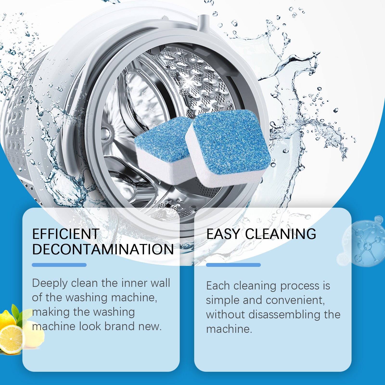 Eprolo washing machine cleaning effervescent sheet with dirt and odor removal for cylinder cleaning and freshening.