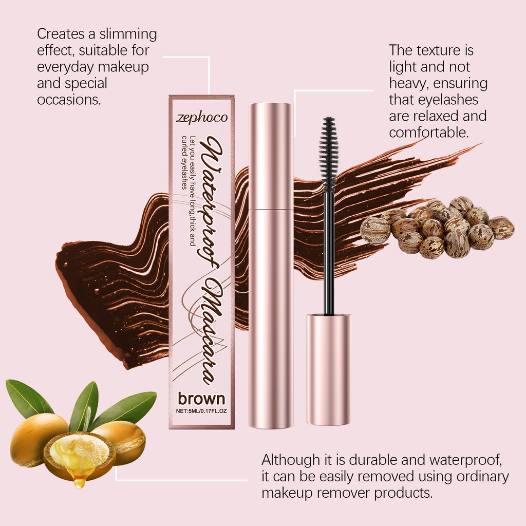 Eprolo Zephoco brown curl mascara with natural moisturizing formula, holding curl and enhancing eye beauty.