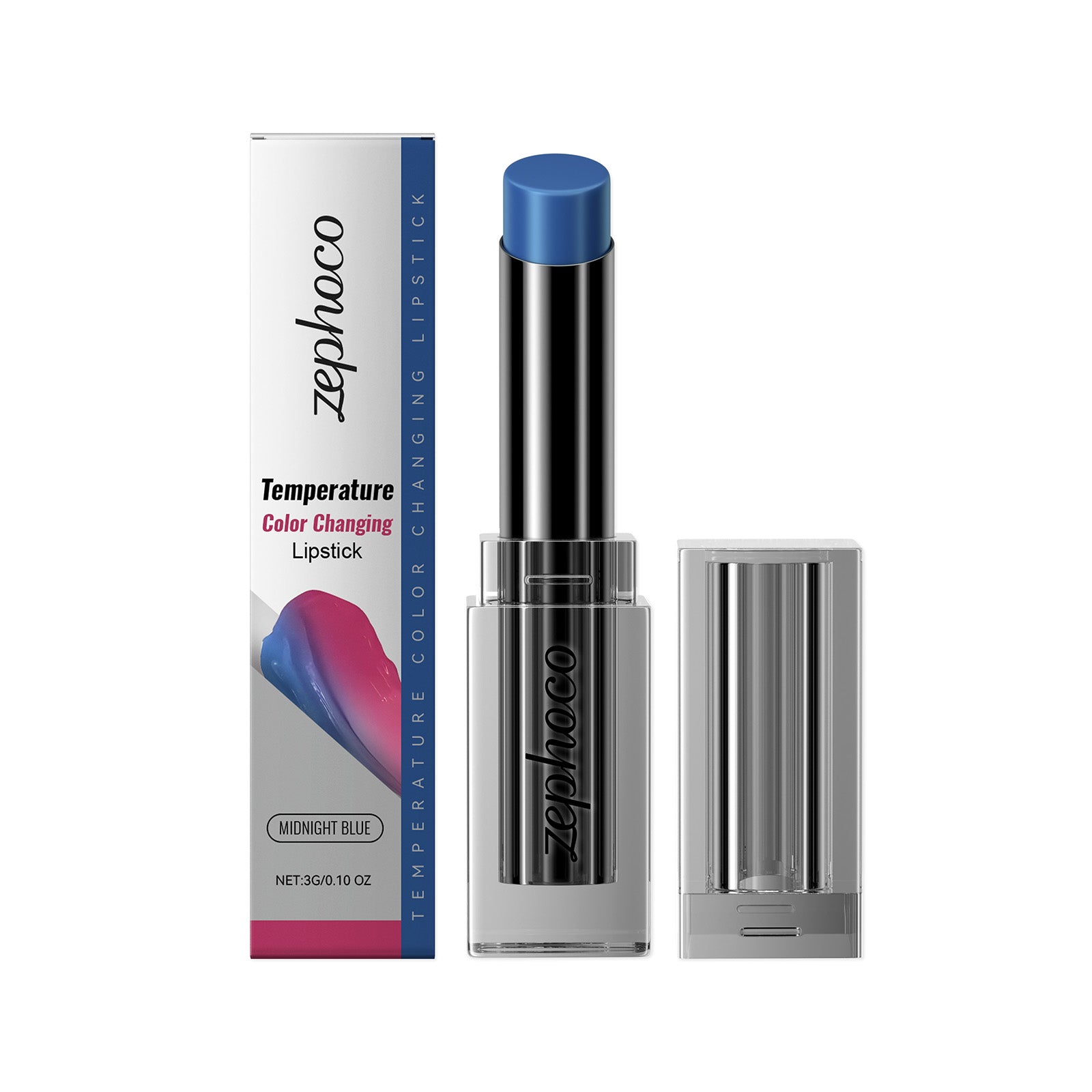 Eprolo Zephoco Midnight Blue Warming Lip Balm with nourishing and moisturizing properties for dry lips, displayed in a sleek container.