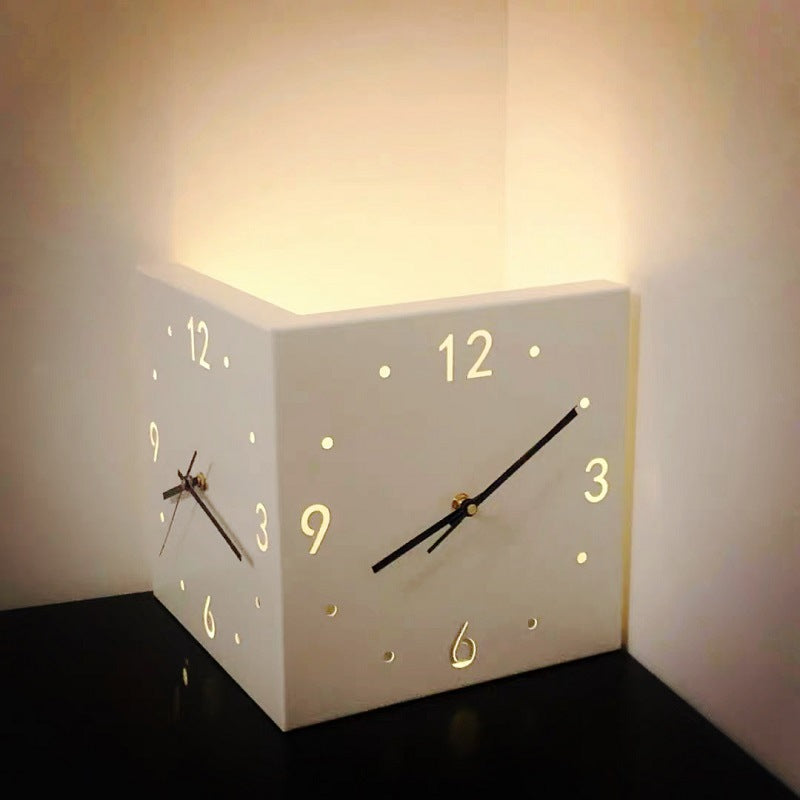 Nordic Dual-Glow Corner Clock by eprolo, modern minimalist LED wall clock with silent operation for living room or bedroom decor