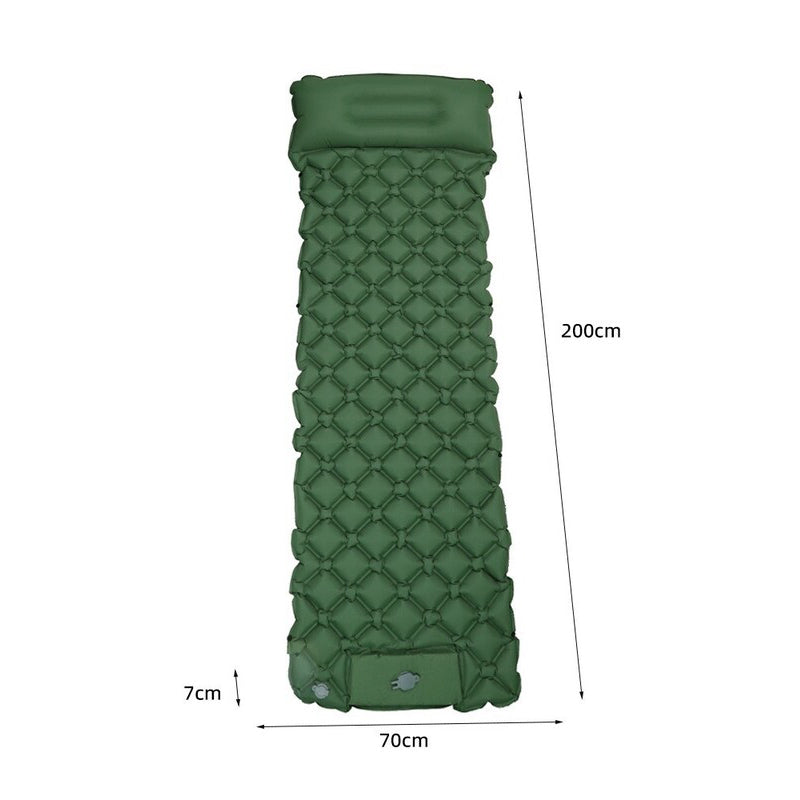 eprolo ultralight inflatable sleeping pad with pillow, 1-2 person camping mattress, shown inflated on outdoor ground