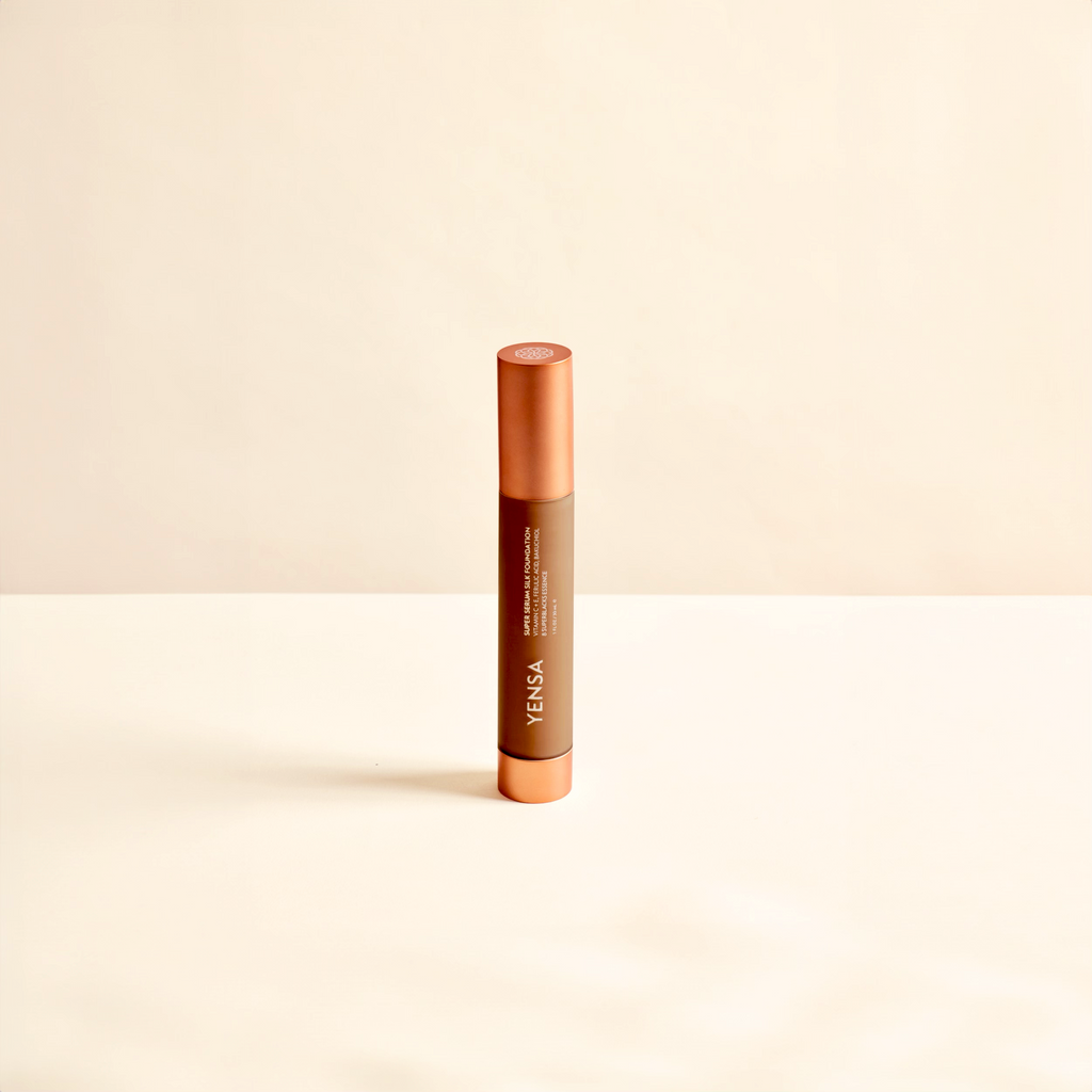 YENSA Super Serum Silk foundation in Deep_2 shade, showcasing smooth, radiant finish with natural glow and hydrating peptide formula.