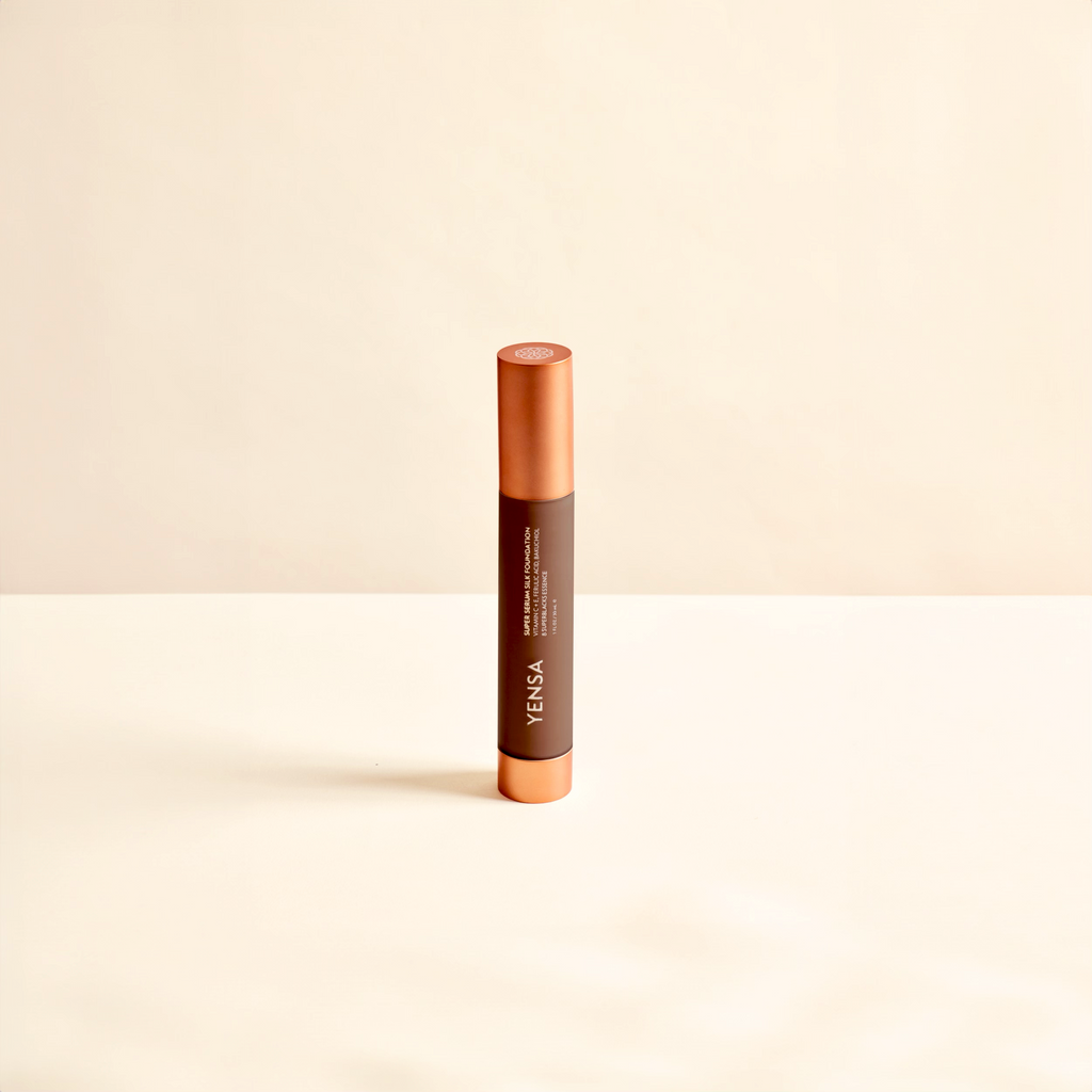 YENSA Super Serum Silk Hydrating Foundation in Deep 4, showcasing smooth, natural-looking coverage for radiant skin.