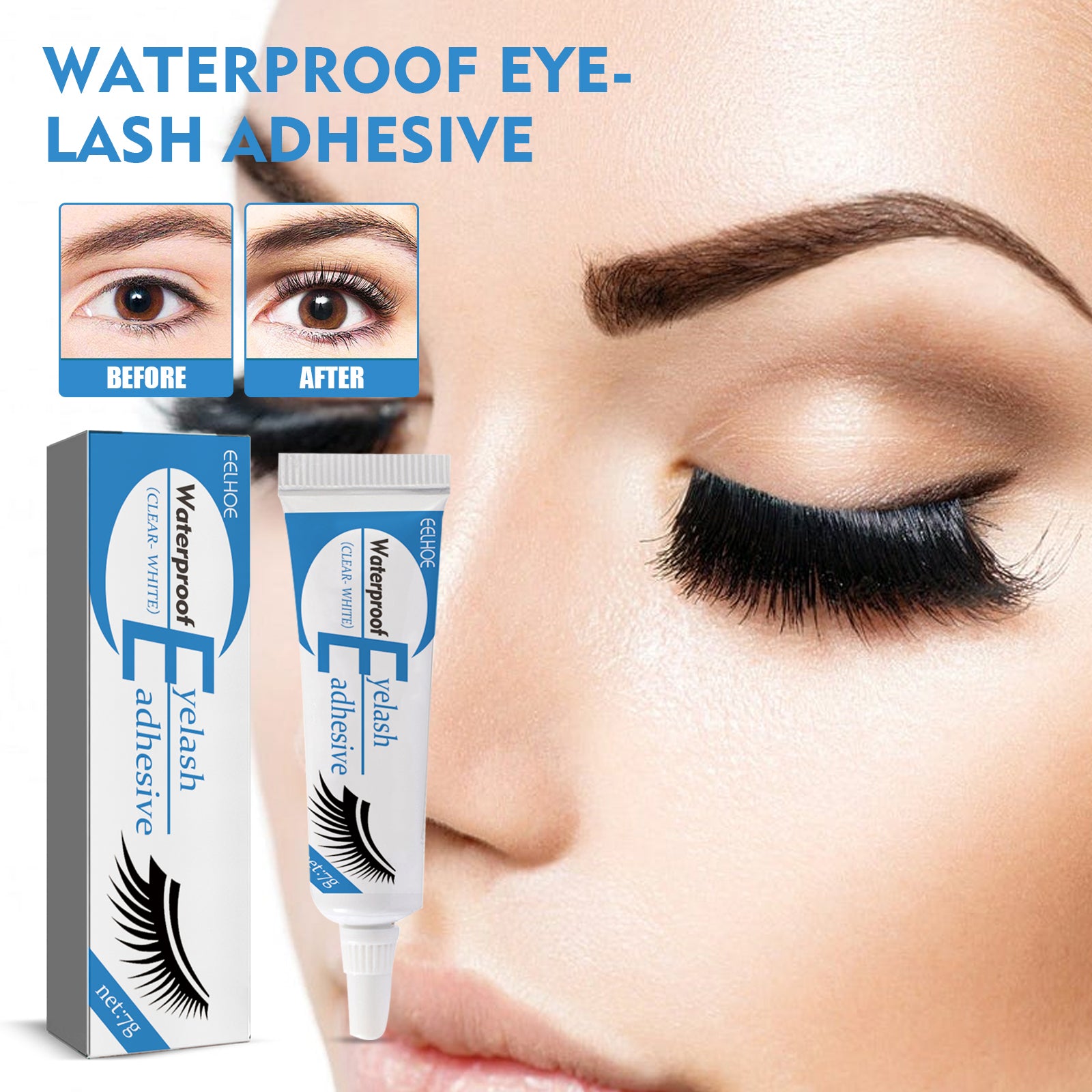 EELHOE brand false eyelash glue by eprolo, lightweight, self-adhesive, gentle, and non-irritating eyelash adhesive for natural look
