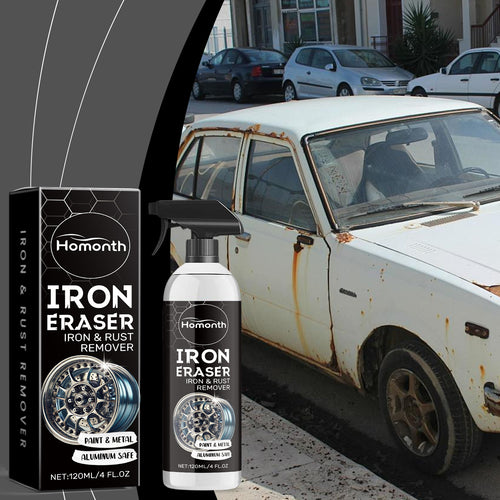 eprolo car rust cleaning agent for decontamination and scaling, shown in a container used for removing rust from car tires.