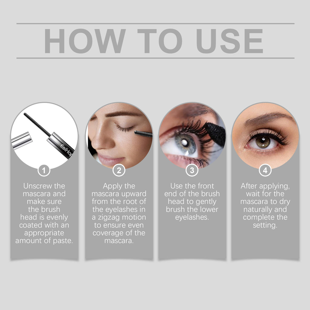 Eelhope 4D curling iron mascara by eprolo with natural, thin, volumizing, waterproof, sweat-resistant mascara wand.